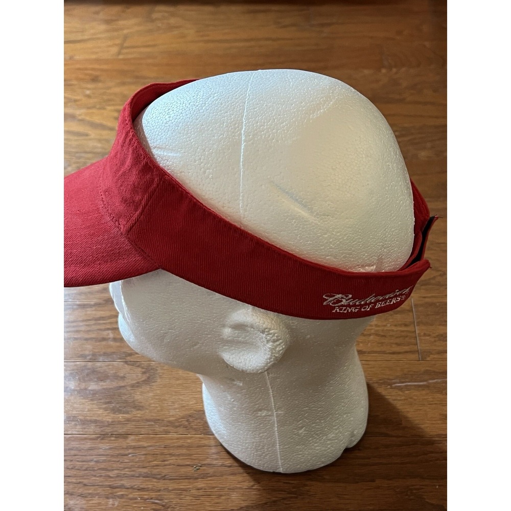 St Louis Cardinals Visor Blue Wave Merch Hook & Loo Red Budweiser Very Good Cond - Picture 2 of 3